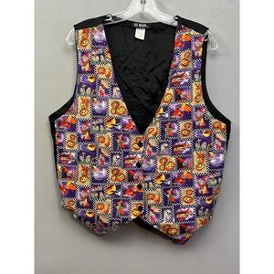 111 Main Vest Women 1X Purple Halloween Patchwork Witches Vintage Holiday